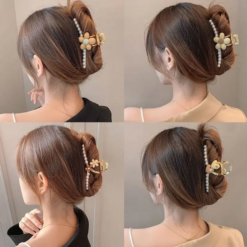 Women's Large Shark Clip Hair Clip Brown - Image 136