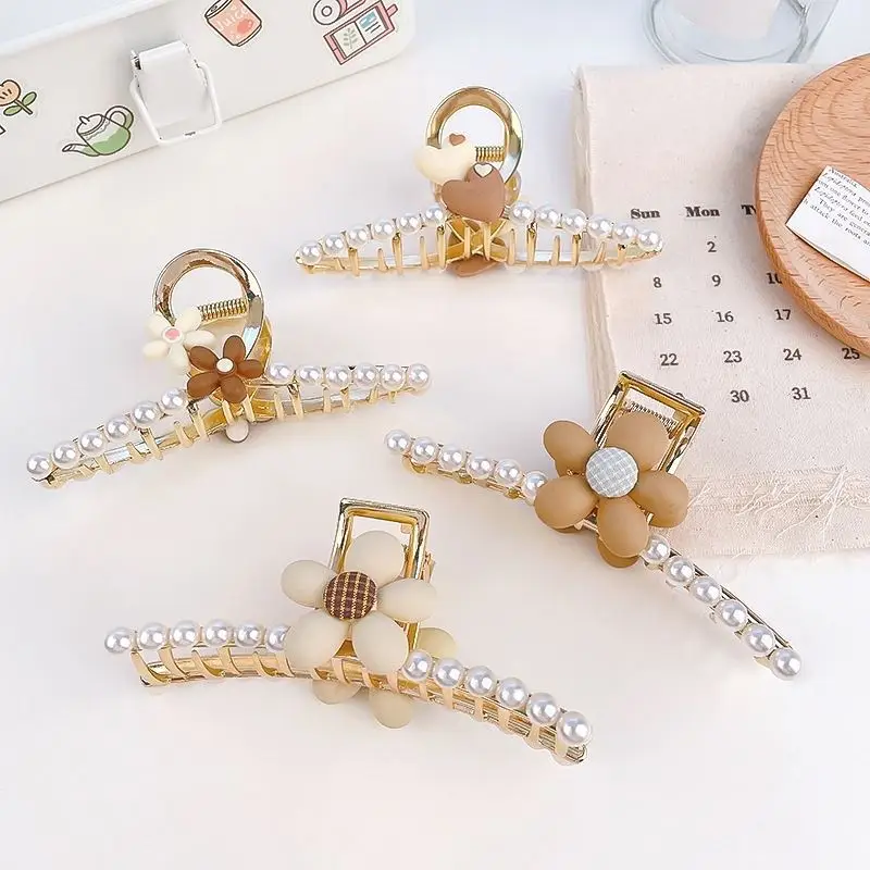 Women's Large Shark Clip Hair Clip Brown - Image 138