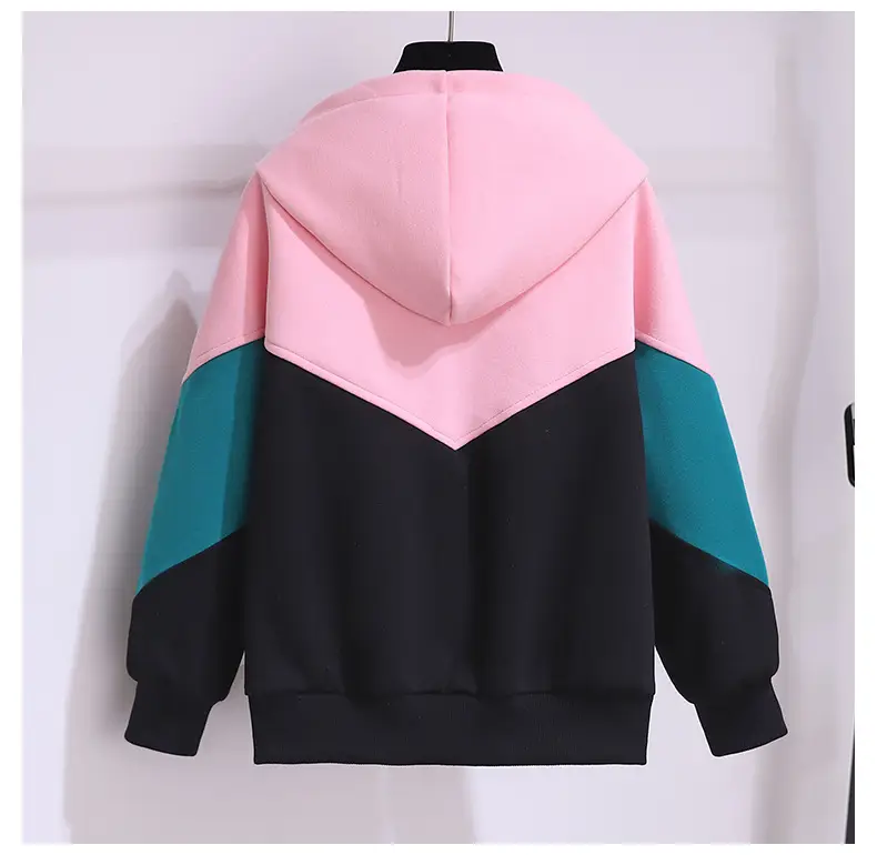 Girls Pink Teal Zipper Hoodie Sweatshirt Set Large — feature 21