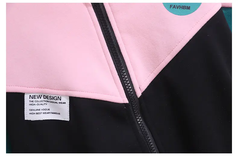 Girls Pink Teal Zipper Hoodie Sweatshirt Set Large — feature 24