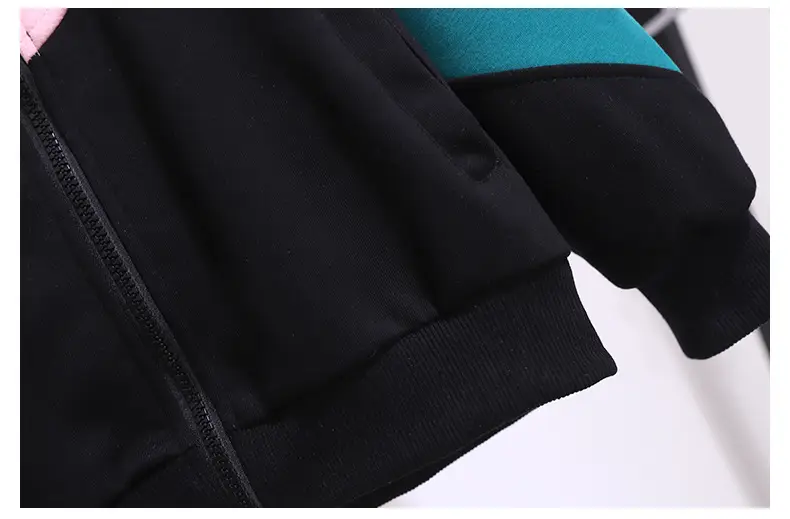 Girls Pink Teal Zipper Hoodie Sweatshirt Set Large — feature 25
