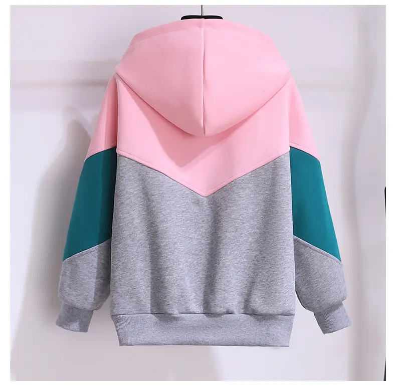 Girls Pink Teal Zipper Hoodie Sweatshirt Set Large — feature 6
