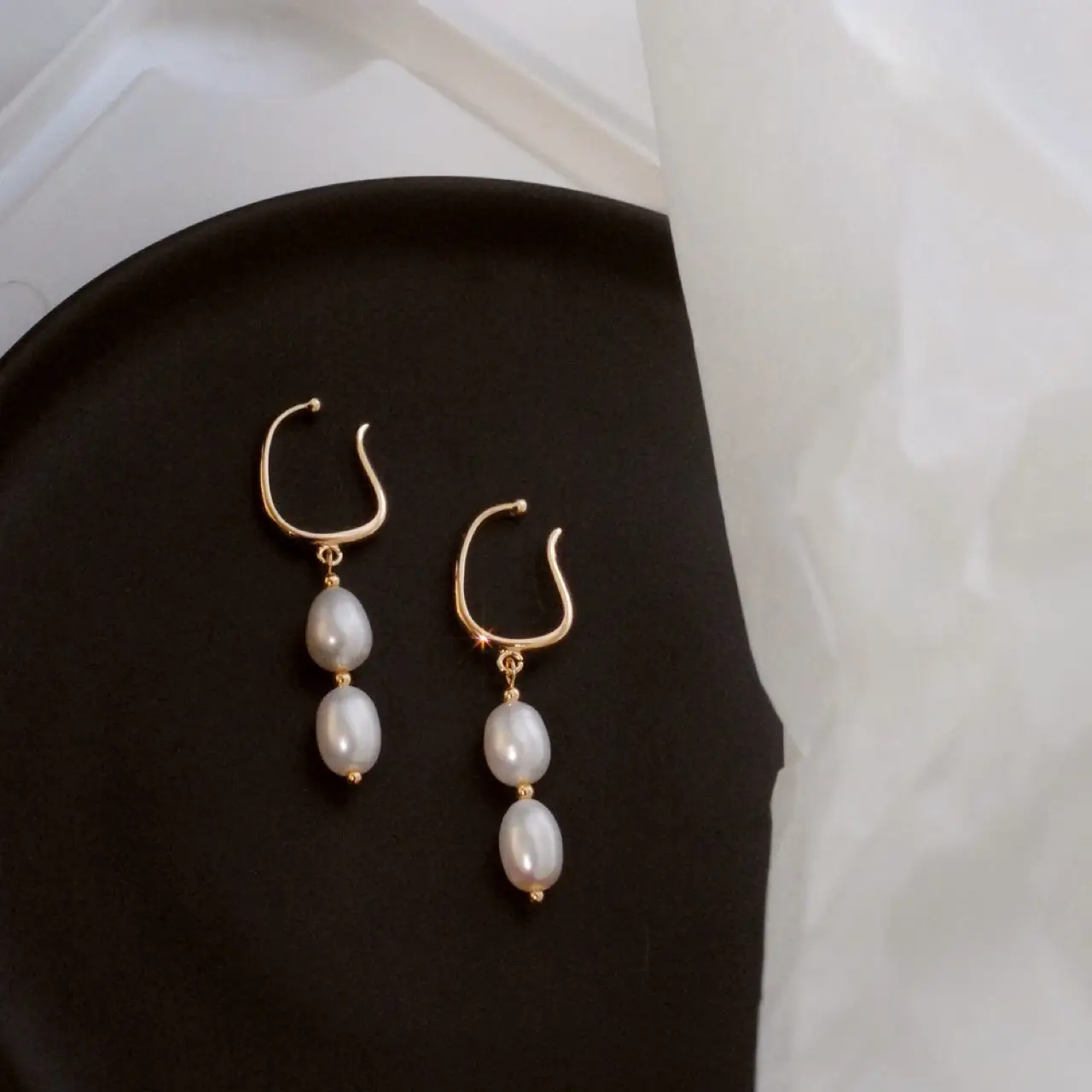 Natural Freshwater Pearl Earrings for Women 14K Gold - Image 2