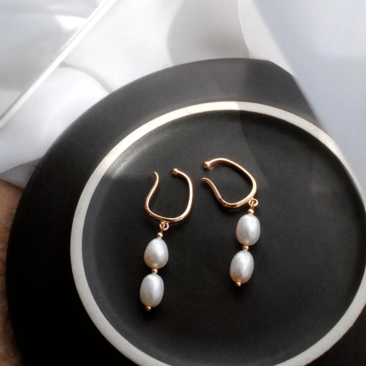 Natural Freshwater Pearl Earrings for Women 14K Gold - Image 3
