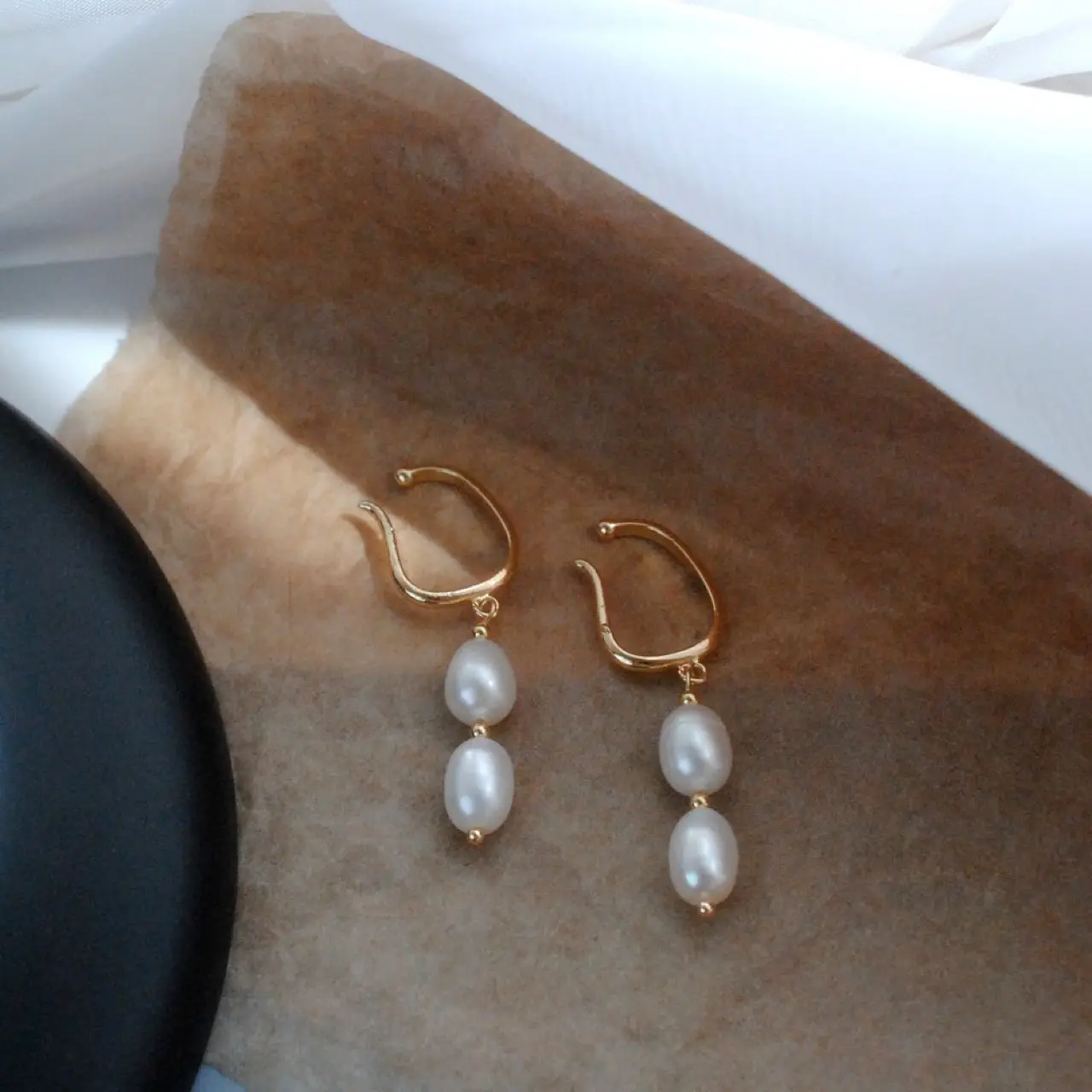 Natural Freshwater Pearl Earrings for Women 14K Gold — feature 6