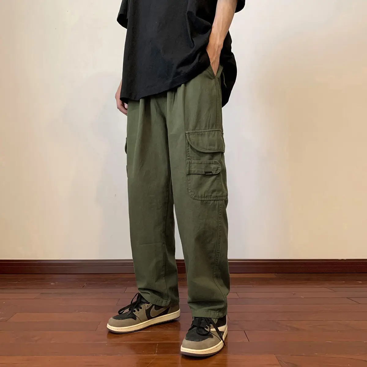Army Green Men's Street Skateboard Pants Thin Straight - Image 4