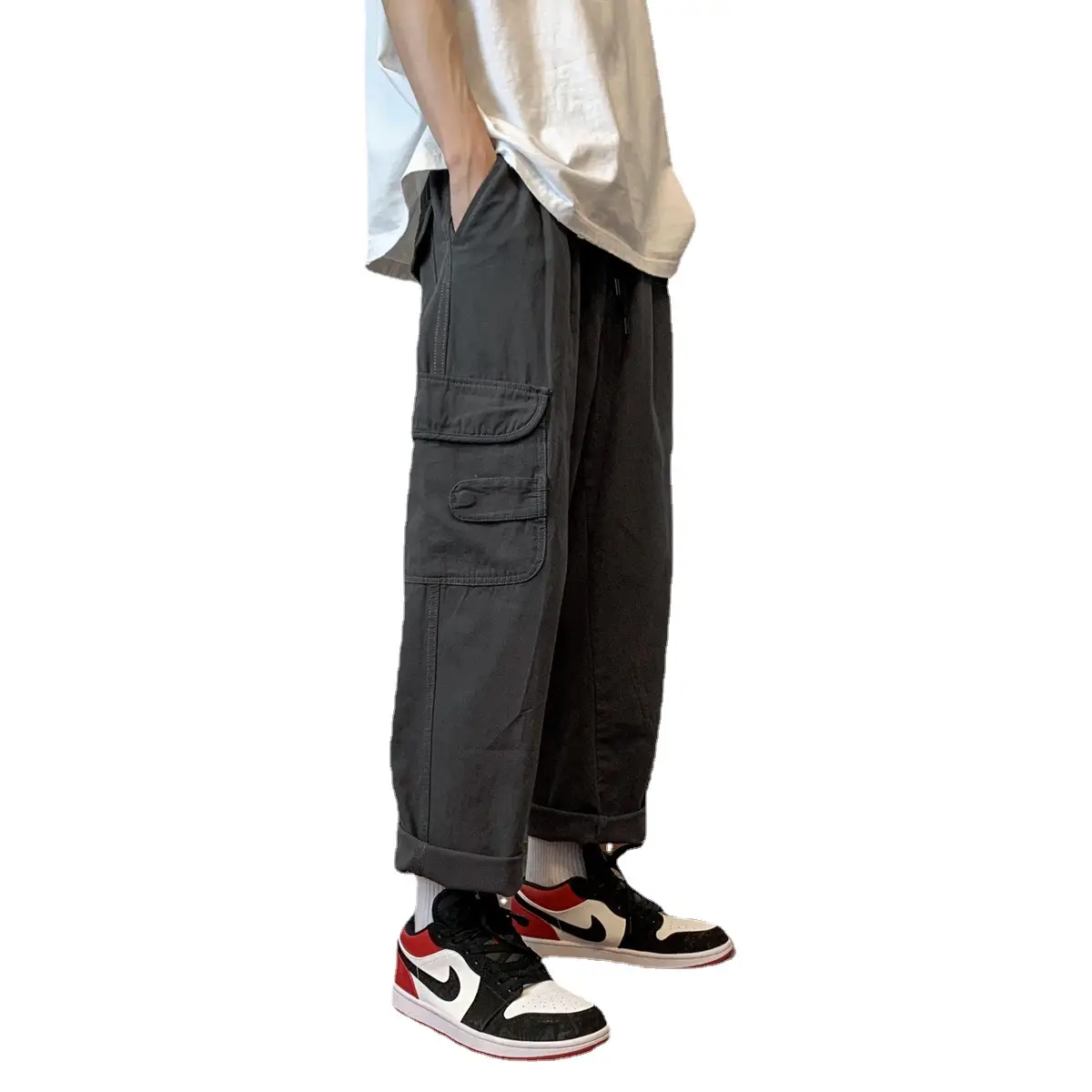 Army Green Men's Street Skateboard Pants Thin Straight - Image 5