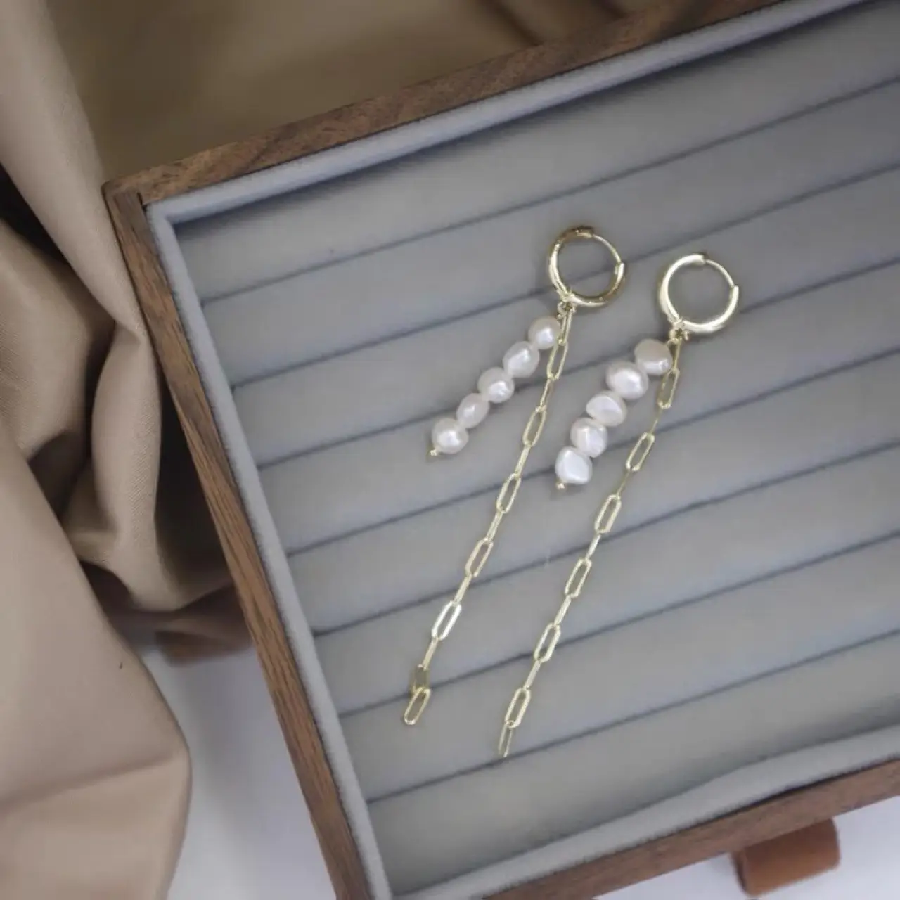 Women's Sterling Silver Pearl Tassel Earrings - Image 3