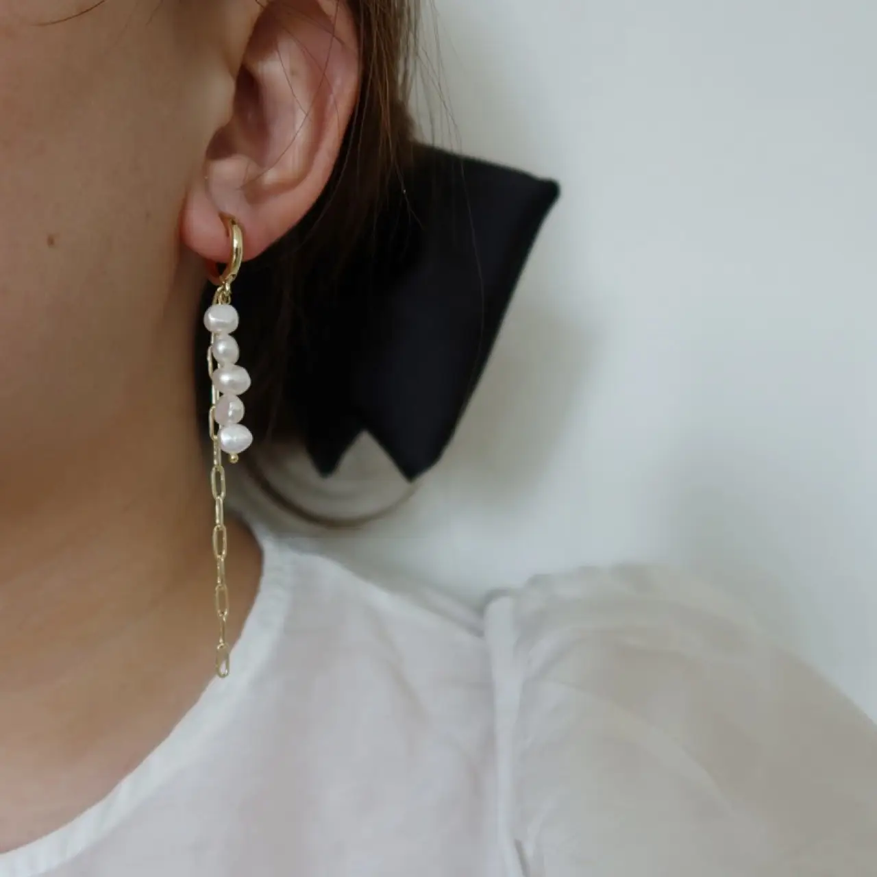Women's Sterling Silver Pearl Tassel Earrings — feature 10