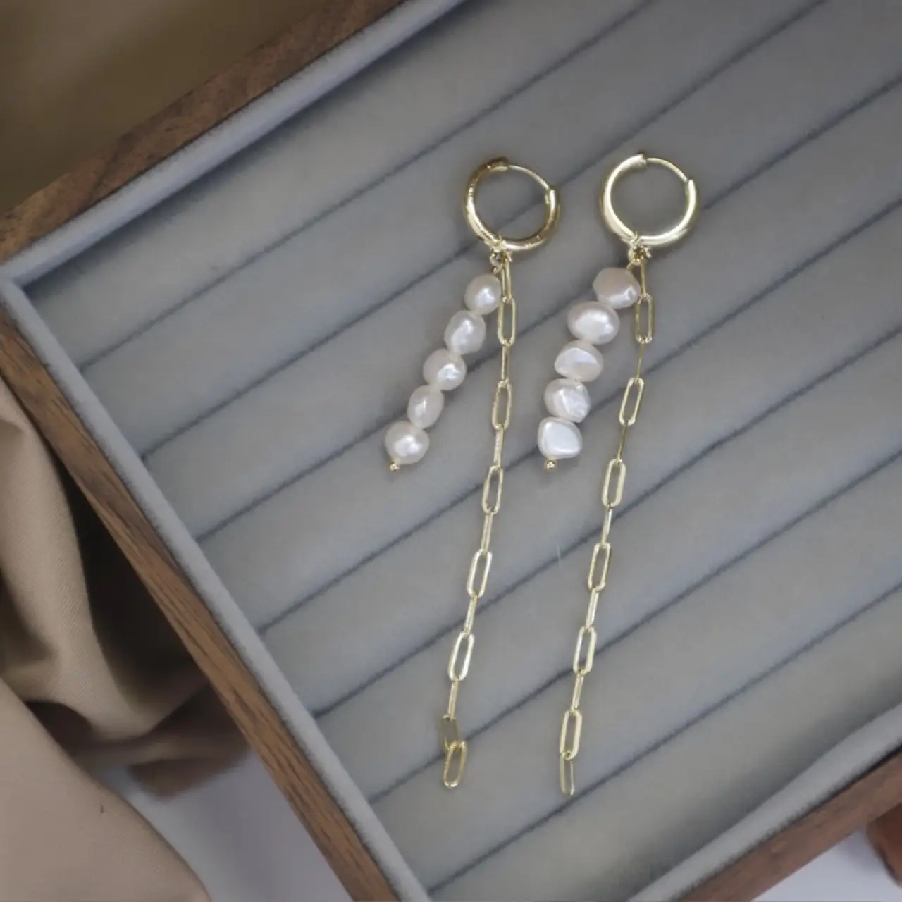 Women's Sterling Silver Pearl Tassel Earrings — feature 9