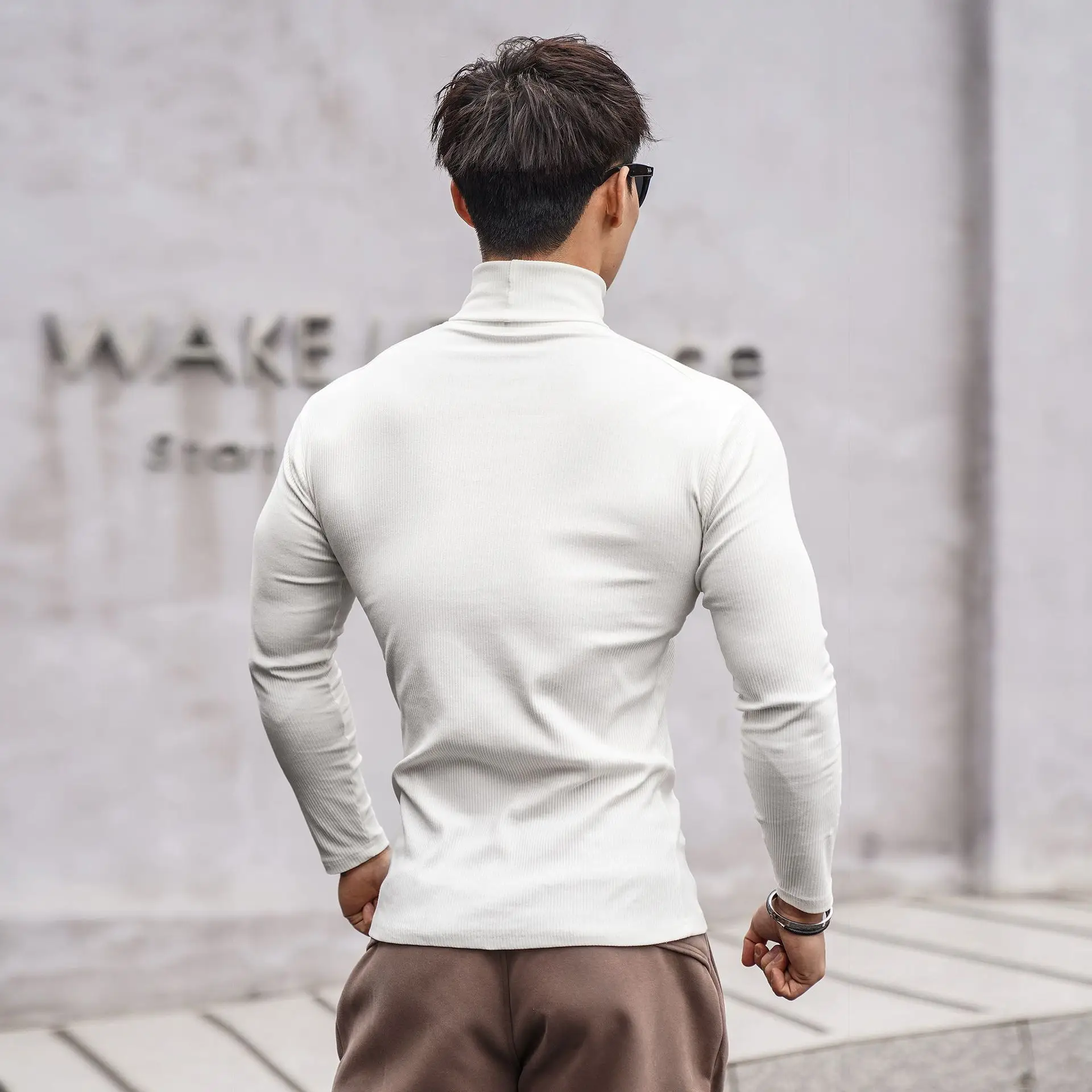 Men's 2022 Long Sleeve Turtleneck Sweater White
