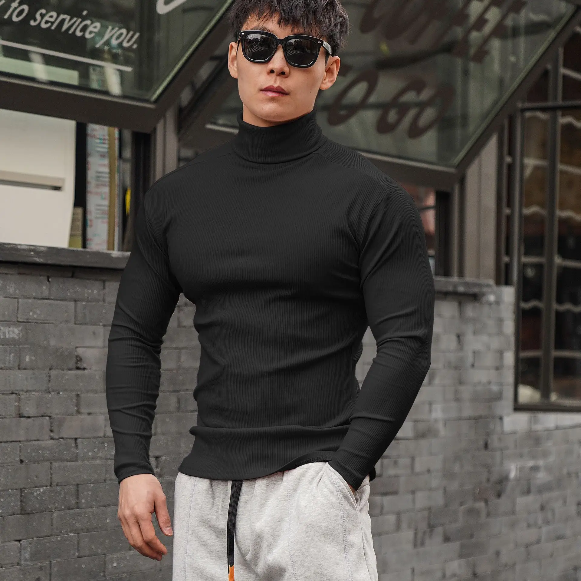 Men's 2022 Long Sleeve Turtleneck Sweater White