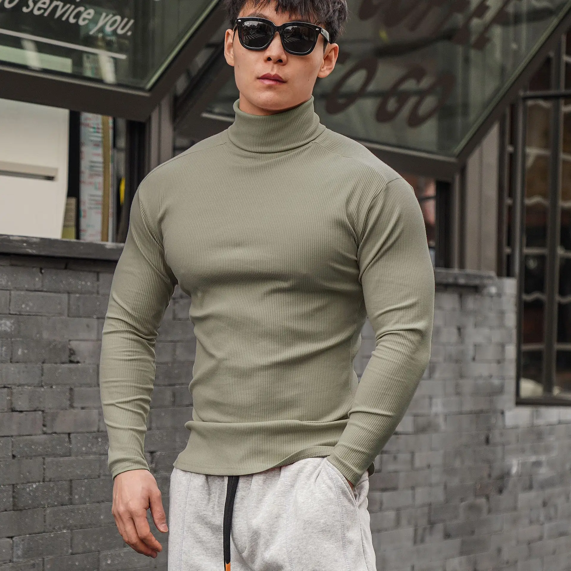 Men's 2022 Long Sleeve Turtleneck Sweater White