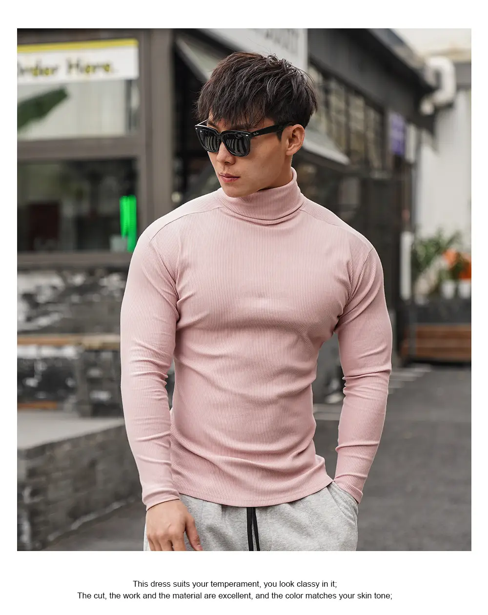 Men's 2022 Long Sleeve Turtleneck Sweater White — feature 11