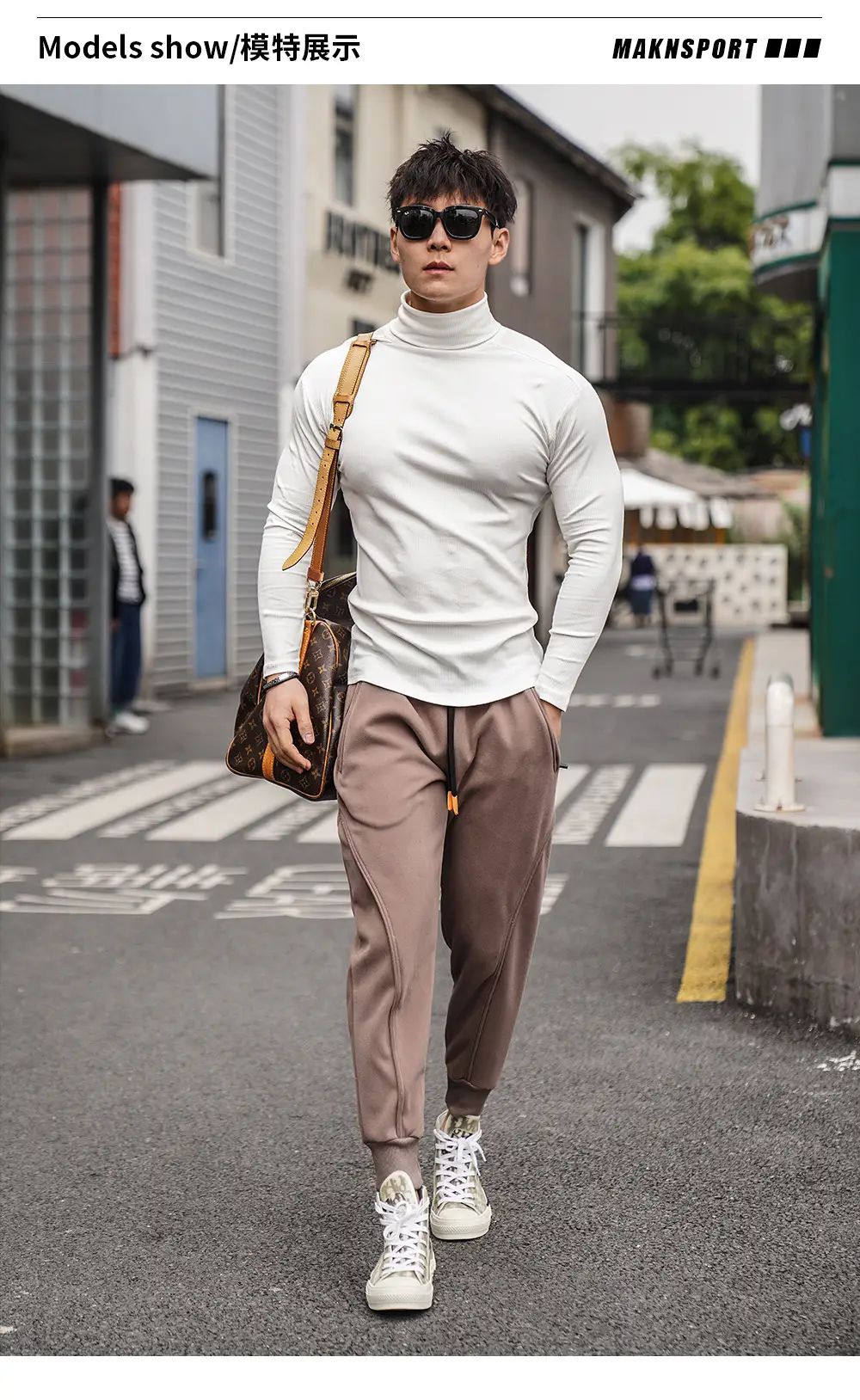 Men's 2022 Long Sleeve Turtleneck Sweater White — feature 6