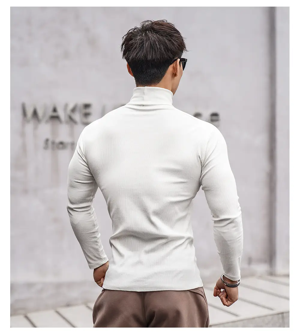 Men's 2022 Long Sleeve Turtleneck Sweater White — feature 9