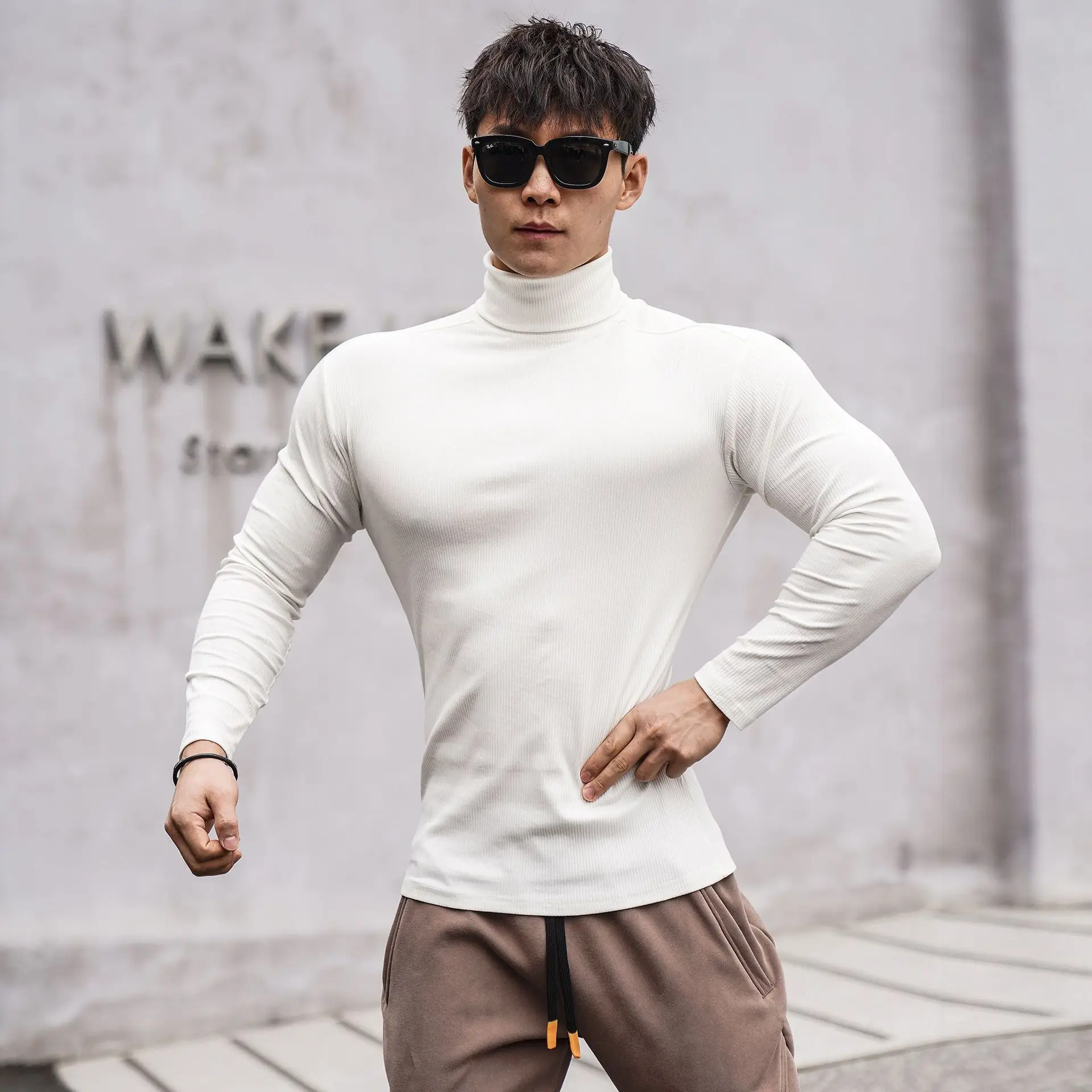 Men's 2022 Long Sleeve Turtleneck Sweater White