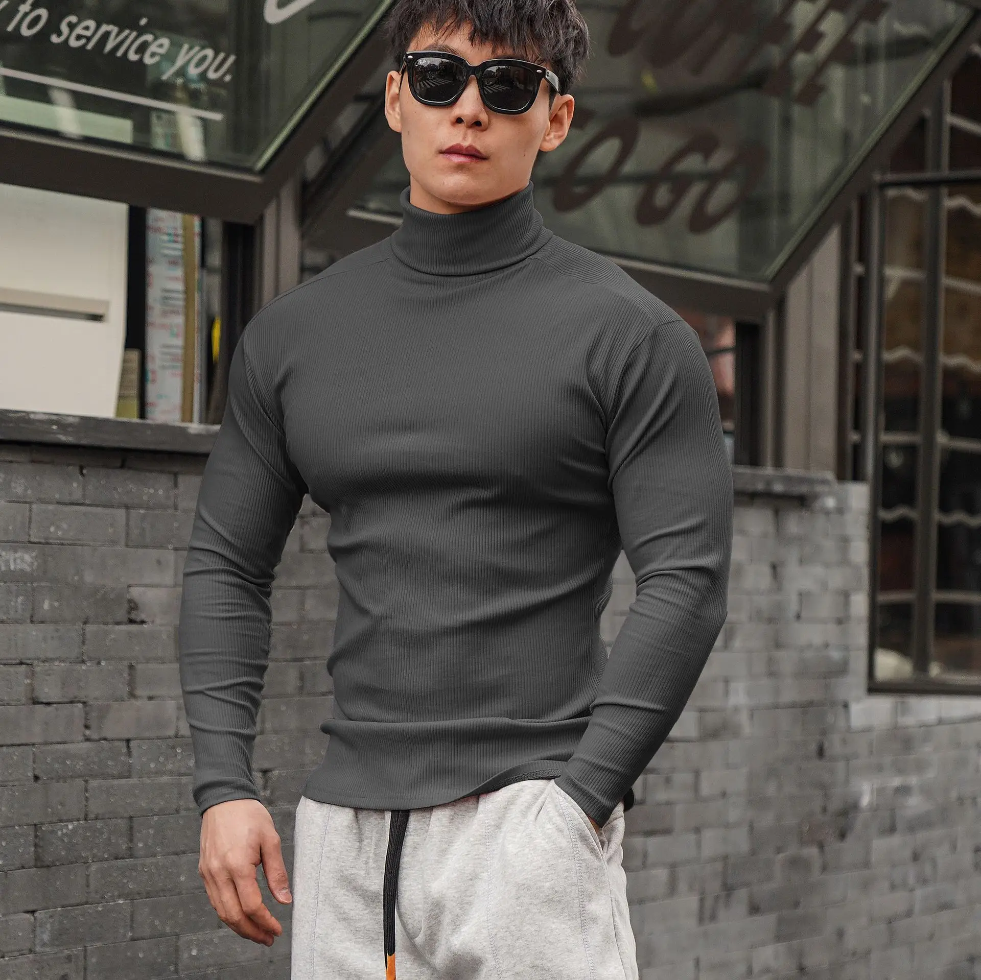 Men's 2022 Long Sleeve Turtleneck Sweater White