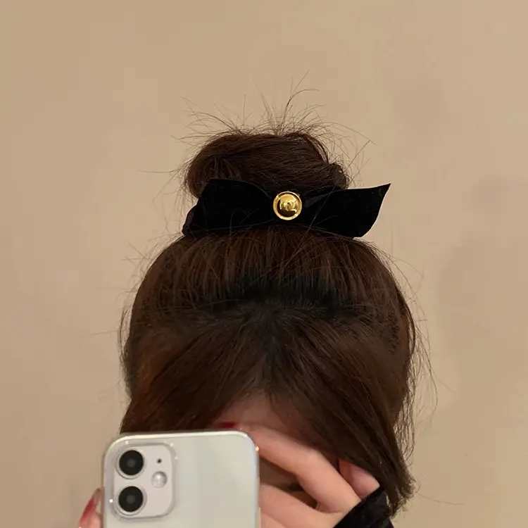Autumn Winter Velvet Bow Hairpin for Women - Image 4