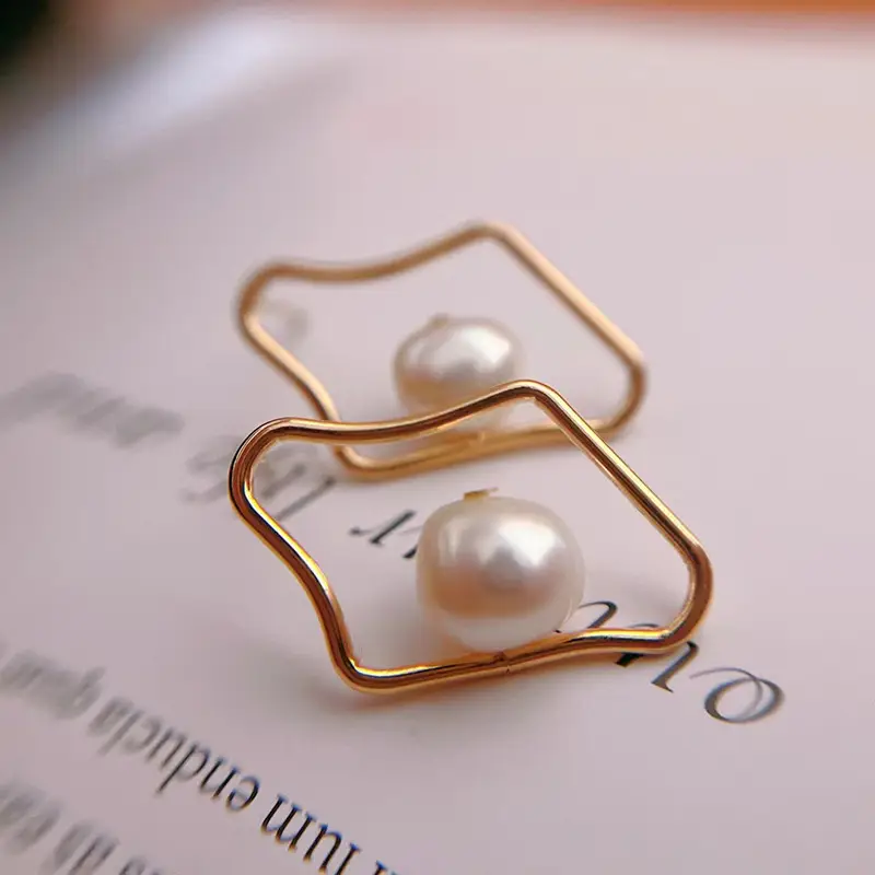 French Baroque Pearl Earrings Gold Plated
