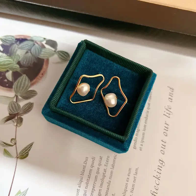 French Baroque Pearl Earrings Gold Plated