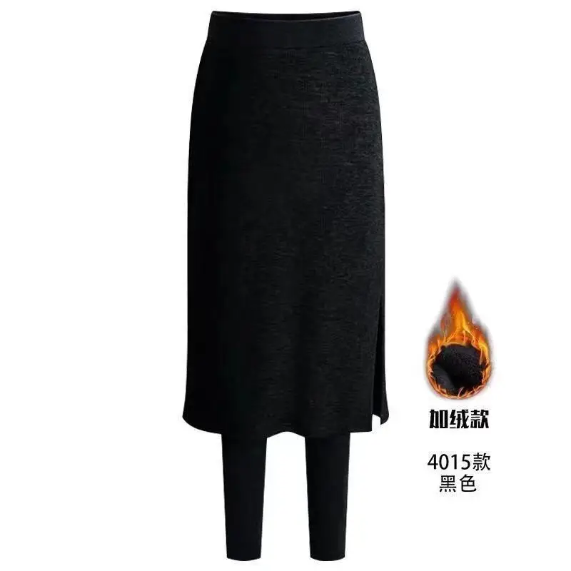 High-Waisted Fleece-Lined Skirt-Pants Set for Women - Image 10