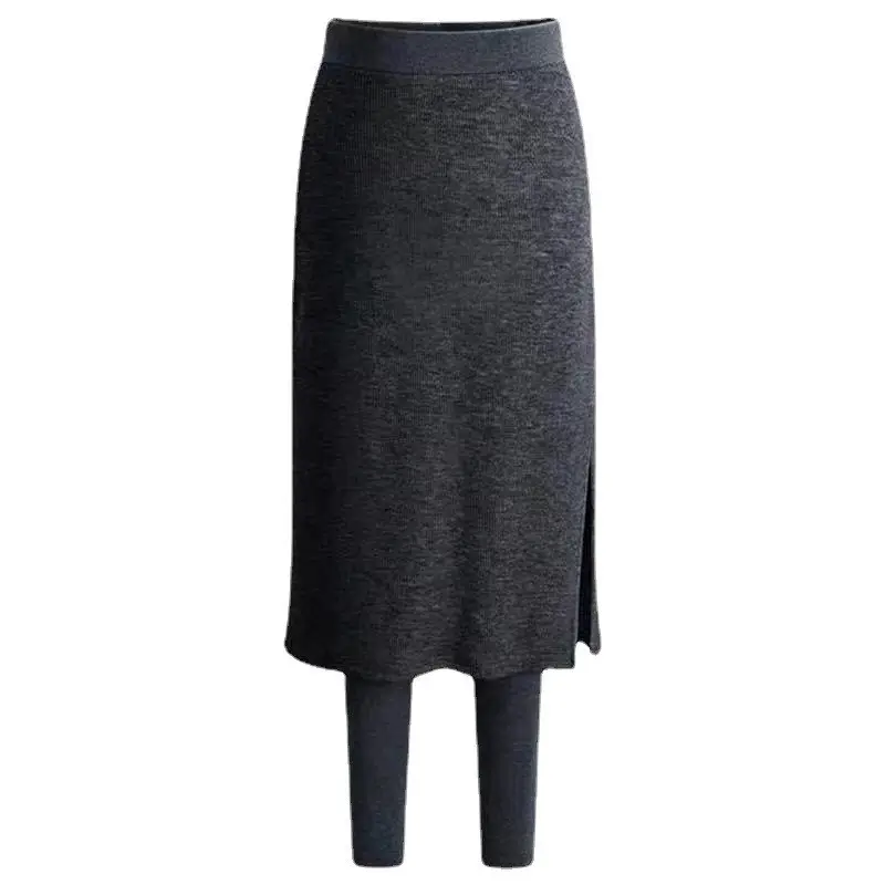 High-Waisted Fleece-Lined Skirt-Pants Set for Women - Image 2