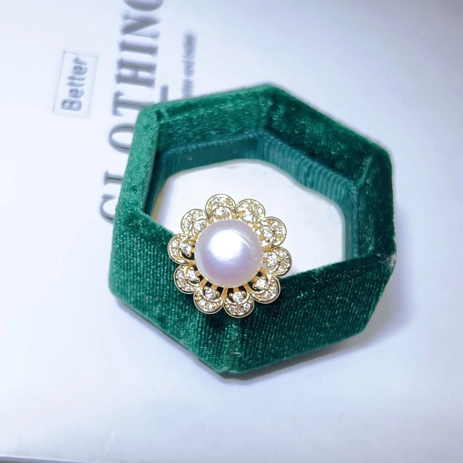 New Freshwater Pearl Butterfly Ring Adjustable Copper Gold Plated - Image 22