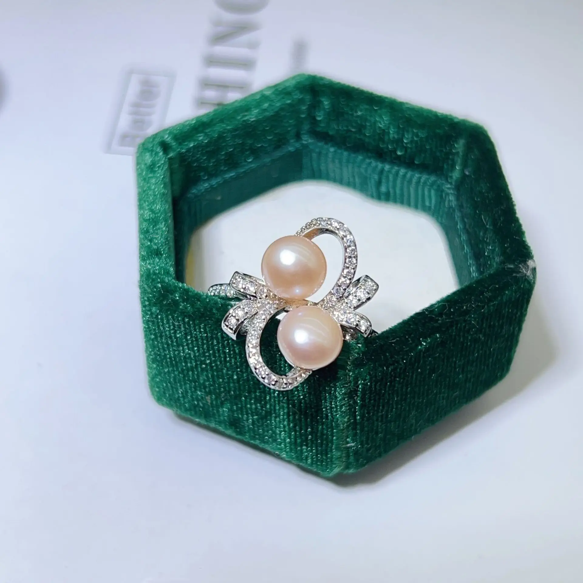 New Freshwater Pearl Butterfly Ring Adjustable Copper Gold Plated - Image 8