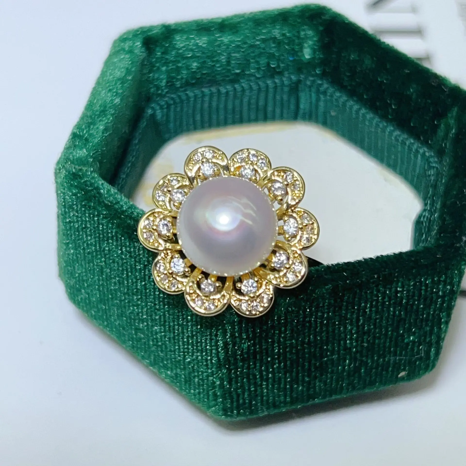 New Freshwater Pearl Butterfly Ring Adjustable Copper Gold Plated — feature 16