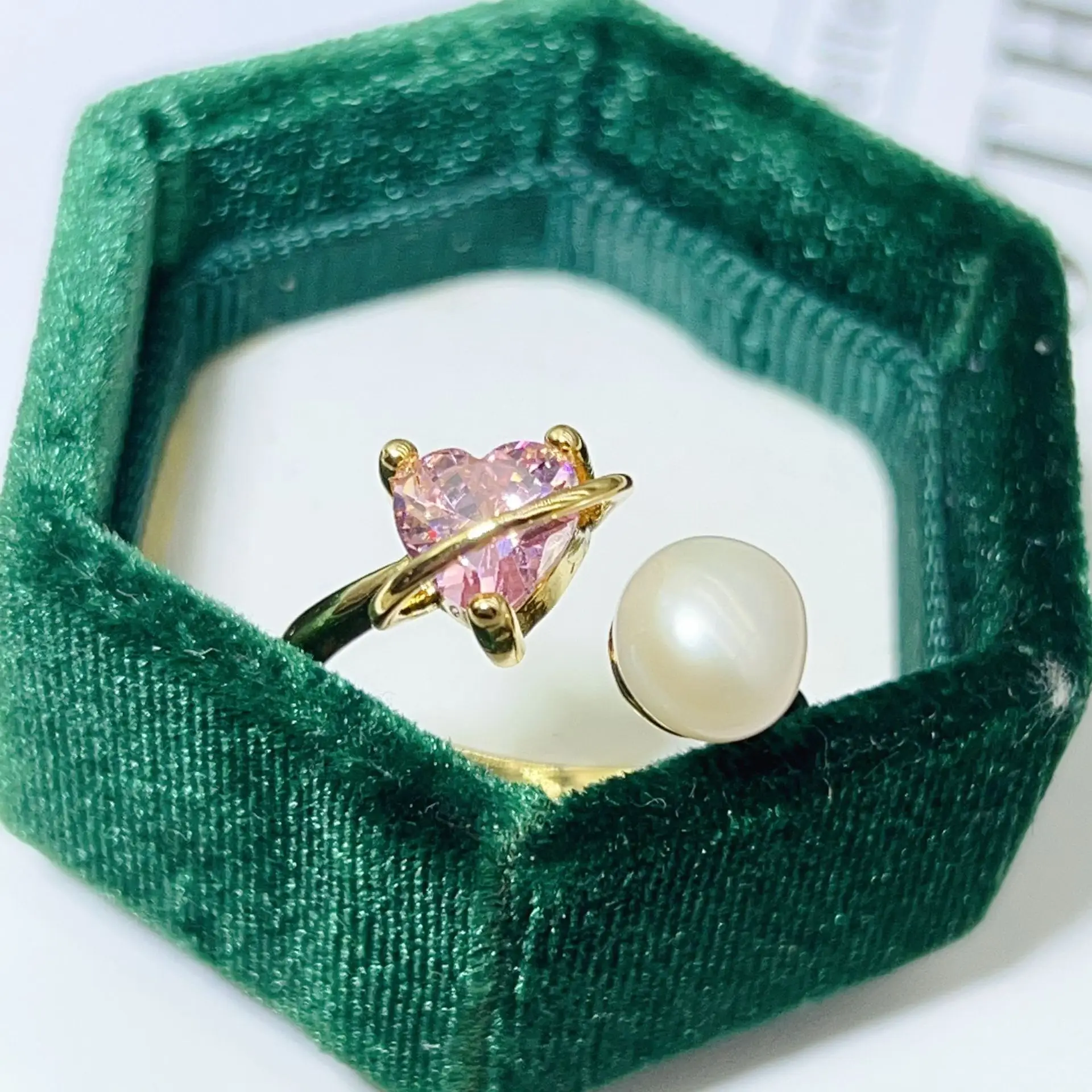 New Freshwater Pearl Butterfly Ring Adjustable Copper Gold Plated - Image 9