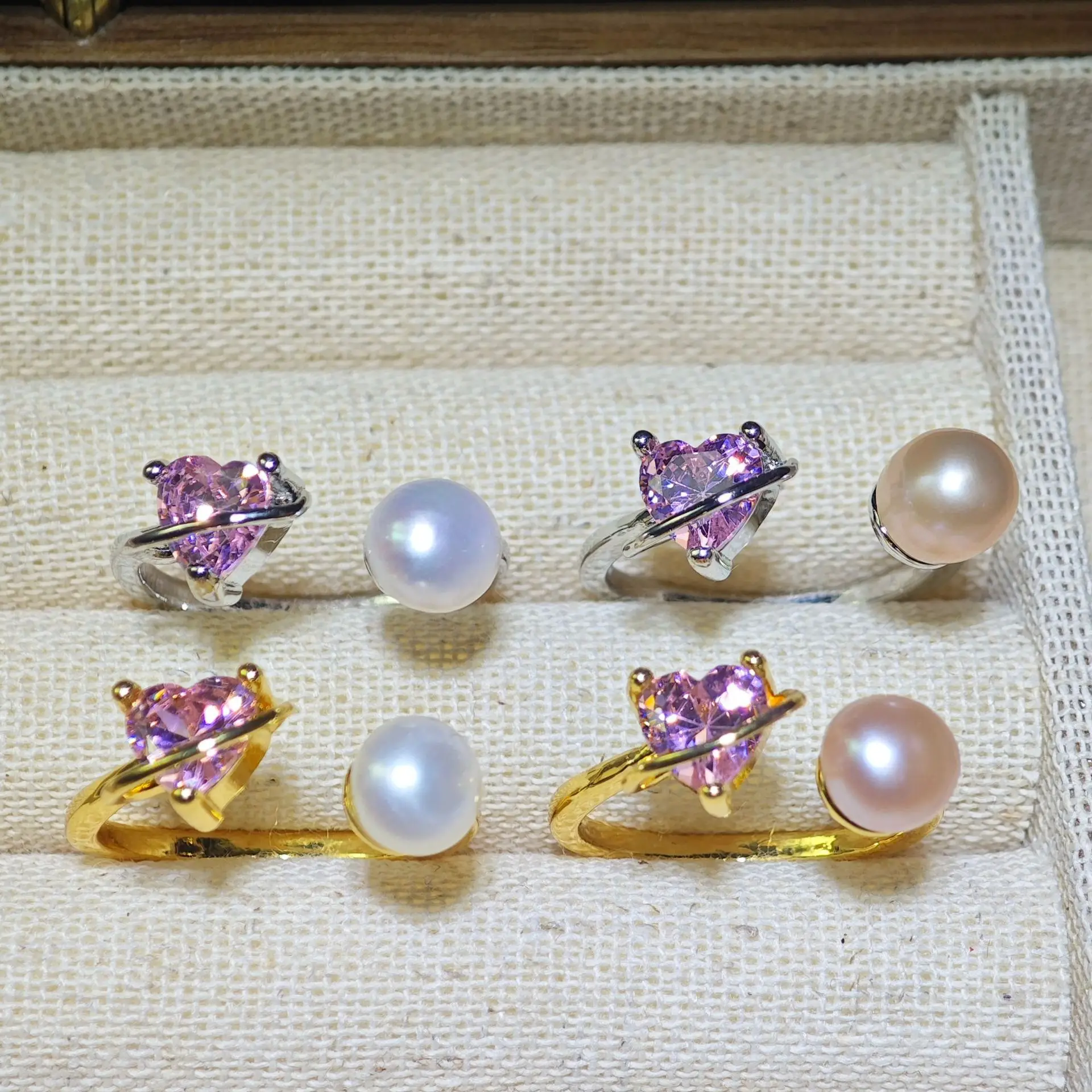 New Freshwater Pearl Butterfly Ring Adjustable Copper Gold Plated - Image 11
