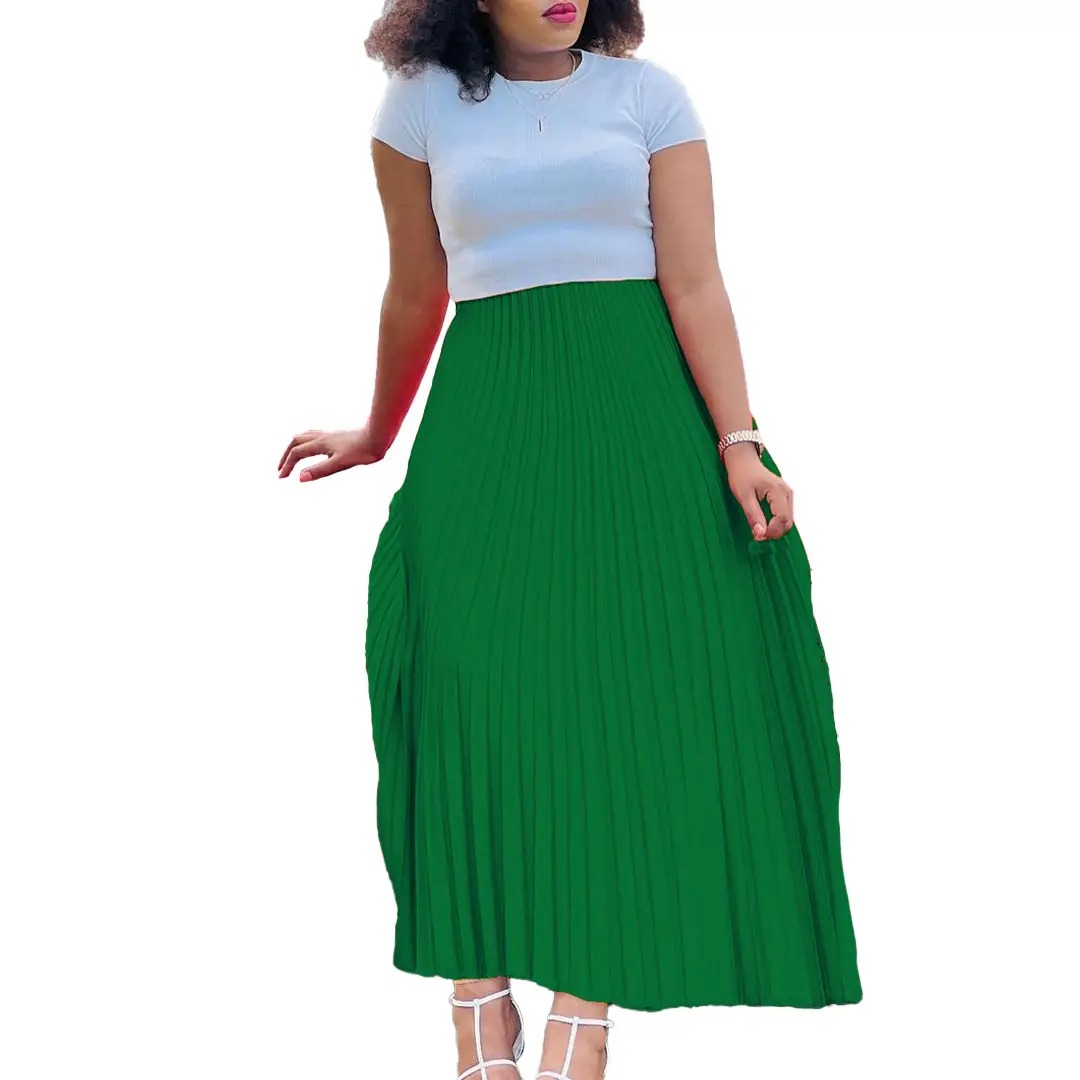 Women's Red Pleated High Waist Skirt Large Size 2022 - Image 7