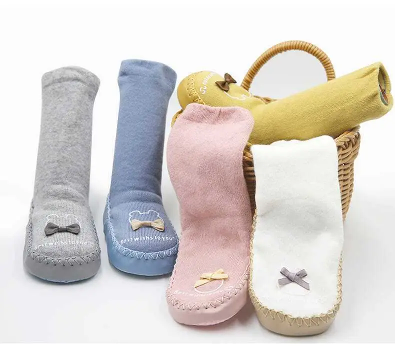 Grey Long Tube Baby Floor Socks for Toddler — feature 13