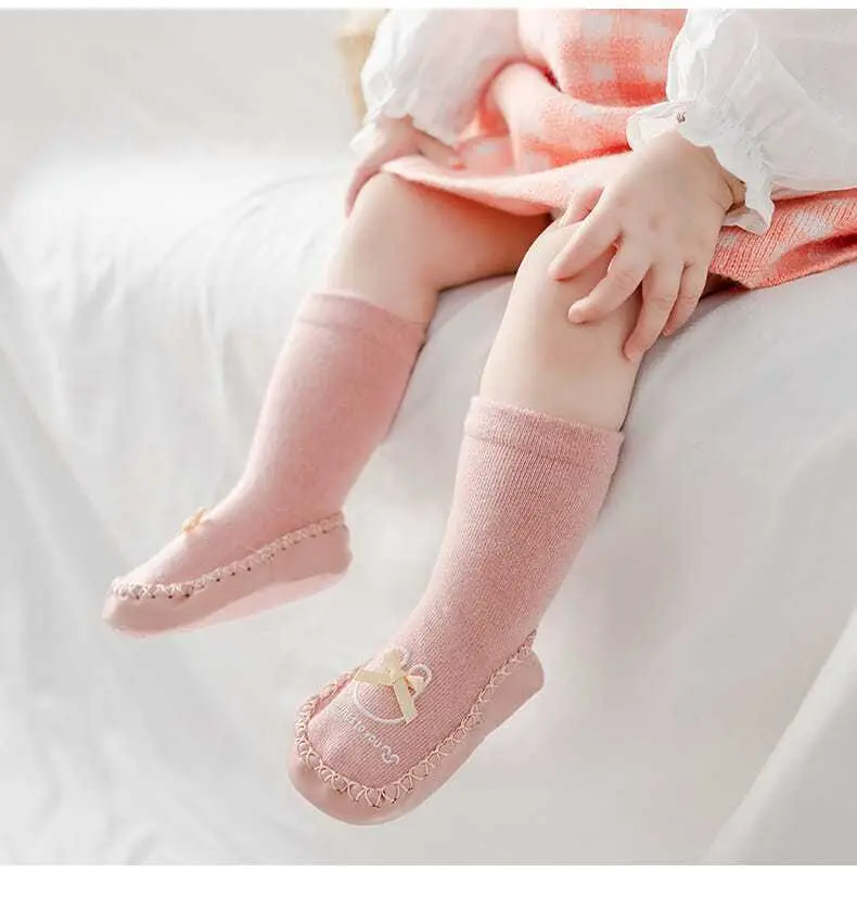 Grey Long Tube Baby Floor Socks for Toddler — feature 14