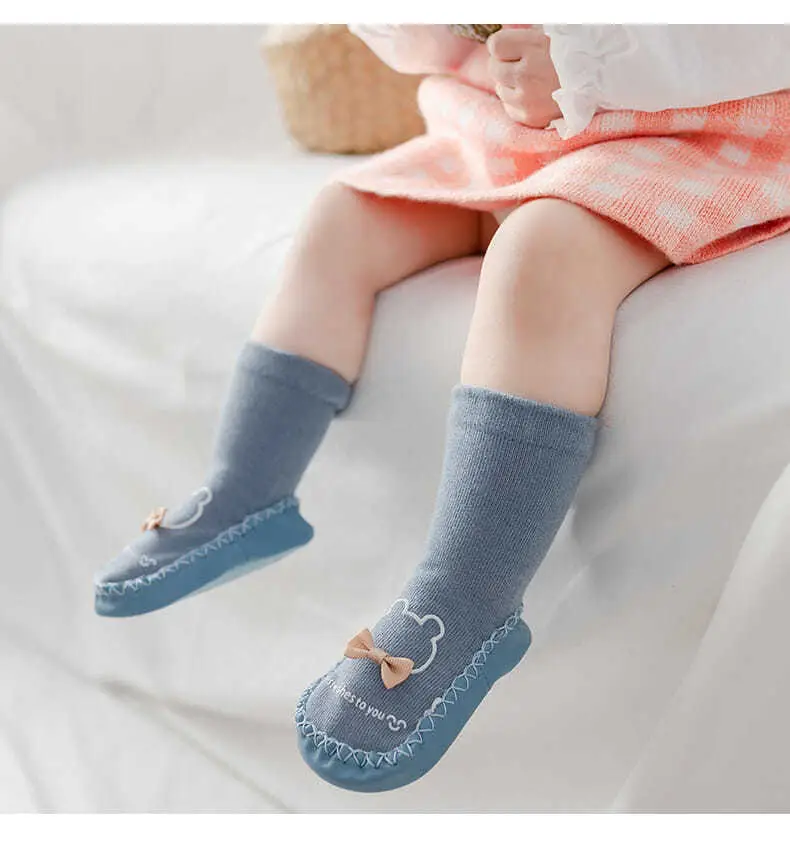 Grey Long Tube Baby Floor Socks for Toddler — feature 16