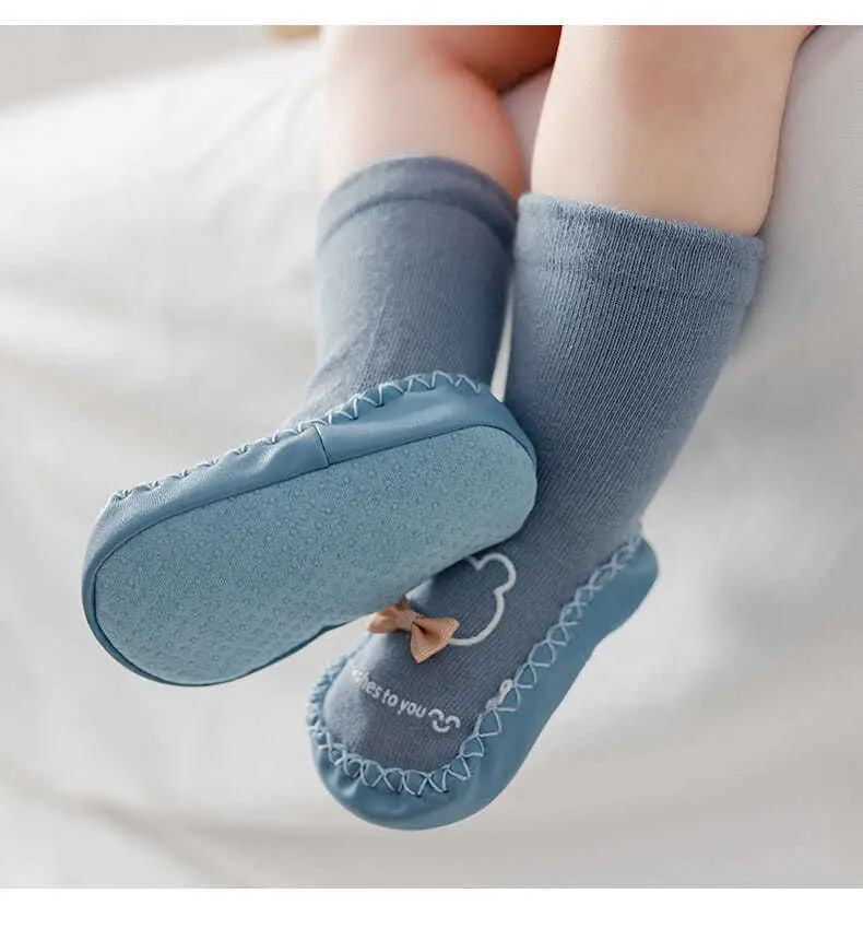 Grey Long Tube Baby Floor Socks for Toddler — feature 17