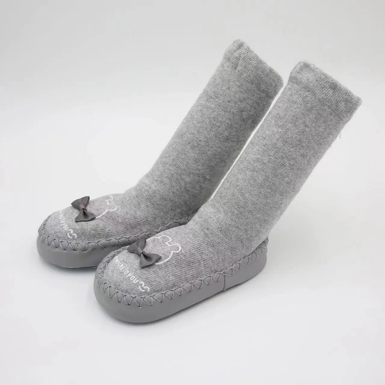 Grey Long Tube Baby Floor Socks for Toddler - Image 2