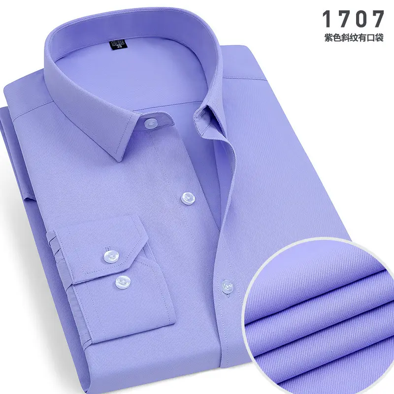 Men's White Cotton Shirt Long Sleeve Iron Free