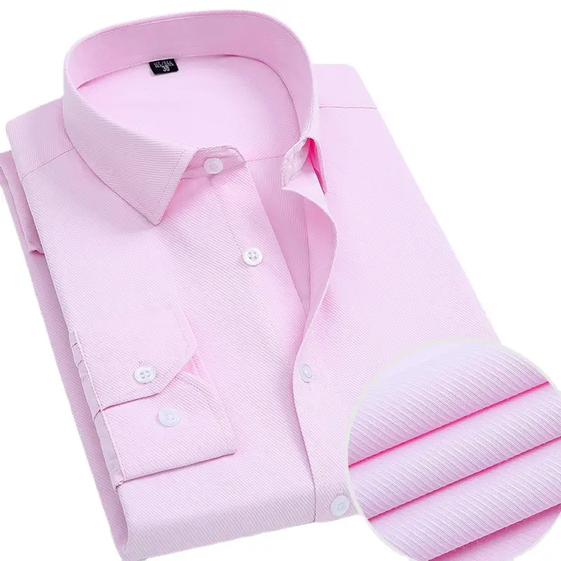 Men's White Cotton Shirt Long Sleeve Iron Free