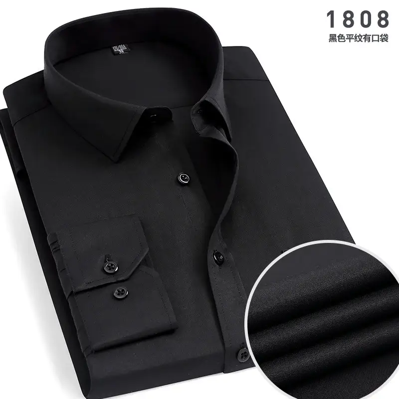 Men's White Cotton Shirt Long Sleeve Iron Free