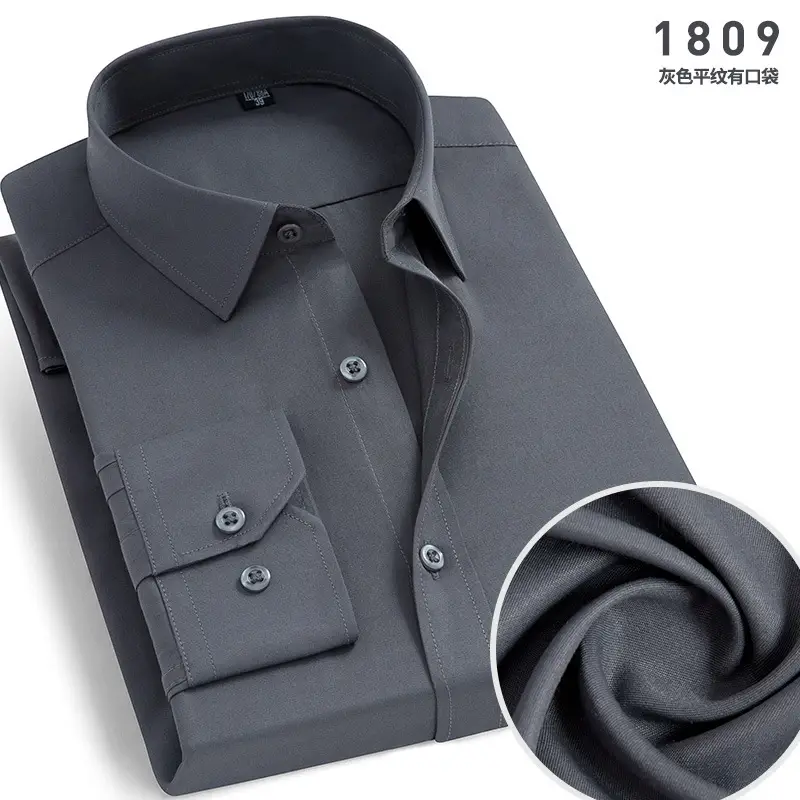 Men's White Cotton Shirt Long Sleeve Iron Free