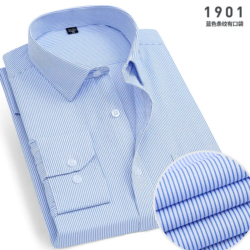 Men's White Cotton Shirt Long Sleeve Iron Free