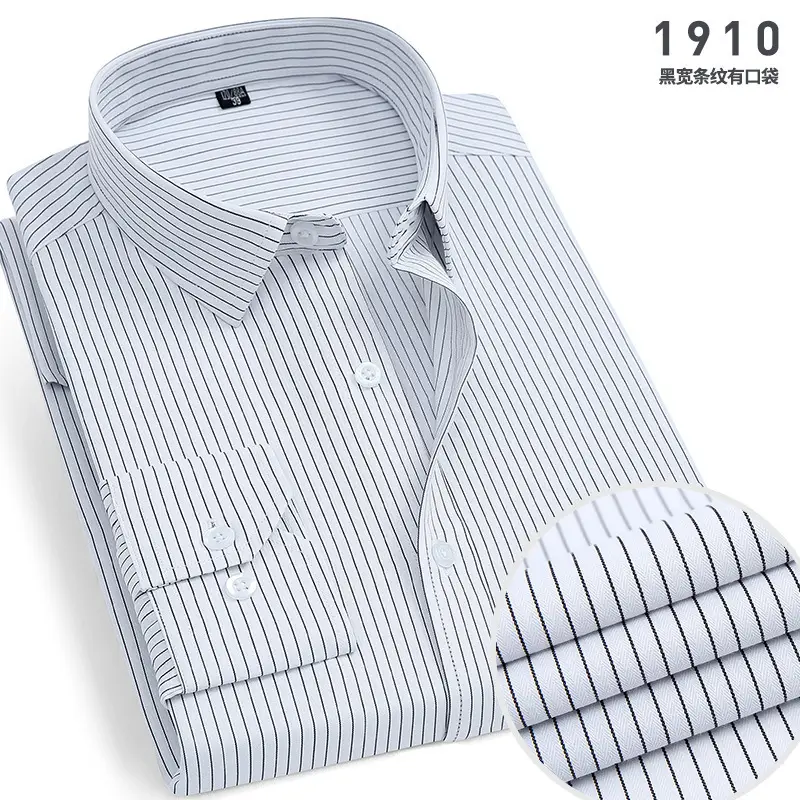 Men's White Cotton Shirt Long Sleeve Iron Free