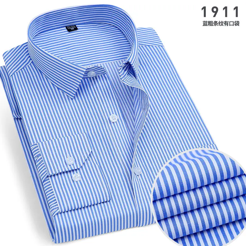 Men's White Cotton Shirt Long Sleeve Iron Free