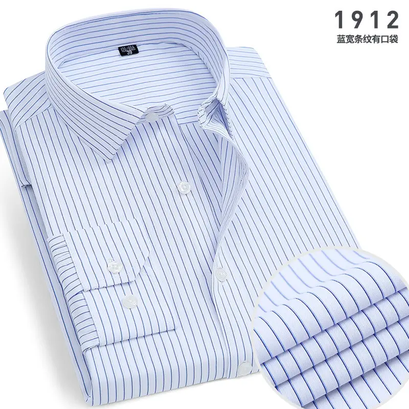 Men's White Cotton Shirt Long Sleeve Iron Free