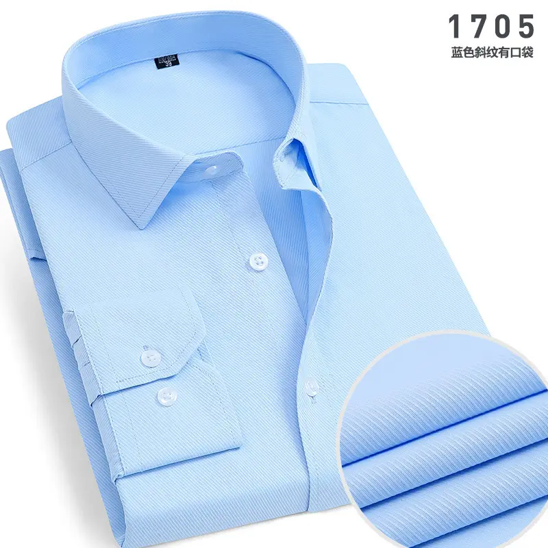 Men's White Cotton Shirt Long Sleeve Iron Free