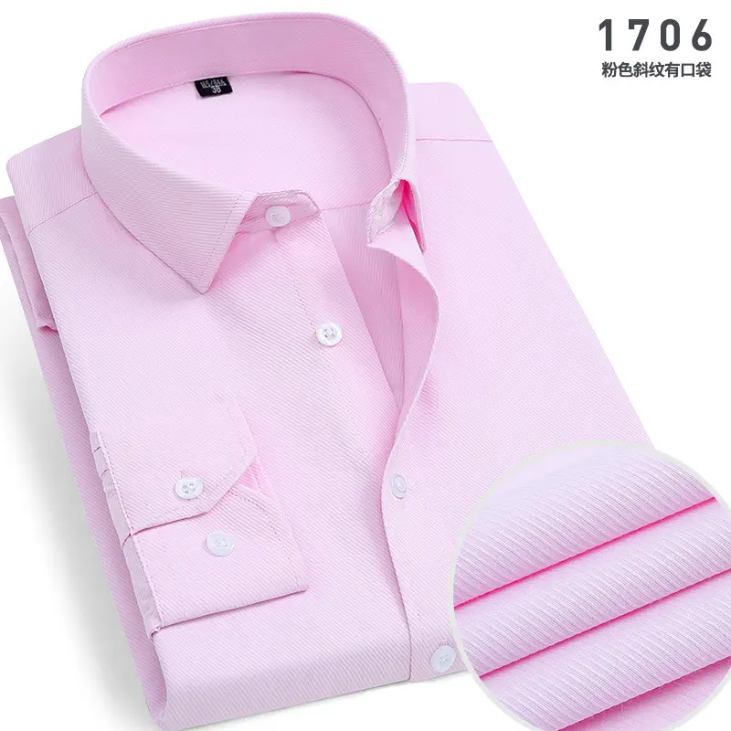 Men's White Cotton Shirt Long Sleeve Iron Free
