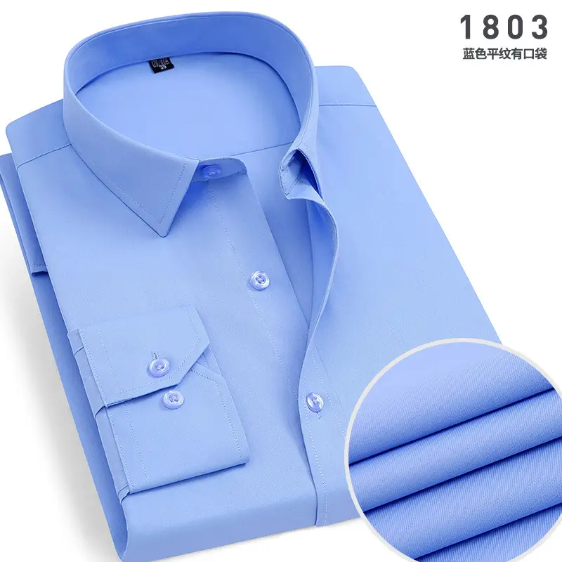 Men's White Cotton Shirt Long Sleeve Iron Free
