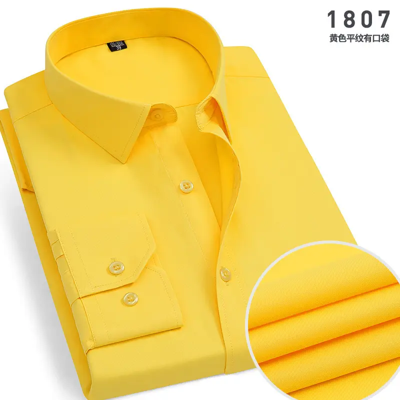 Men's White Cotton Shirt Long Sleeve Iron Free